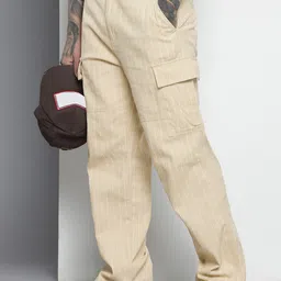 The Indian Garage Co Men Striped Cargos Trousers-picture-13