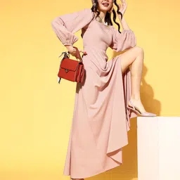 Berrylush Women Pretty Pink Solid Sun Dress-image-42