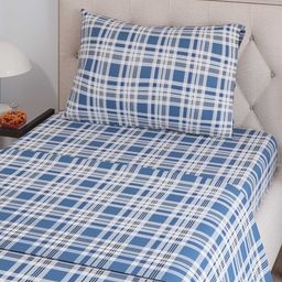 Layers Zen Blue Striped 225 TC Single Bedsheet with 1 Pillow Cover-picture-33