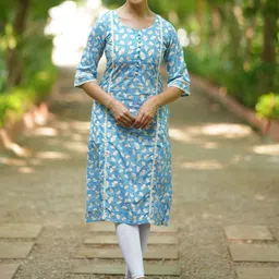 Libas Women Floral Printed Flared Sleeves Gotta Patti Kurta image 1