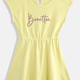 United Colors of Benetton Girls Brand Logo Print Cotton Fit & Flare Dress-picture-44