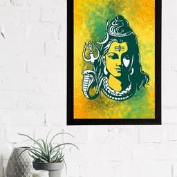 eCraftIndia Yellow & Green Lord Shiva Satin Matt Textured UV Wall Art-picture-46