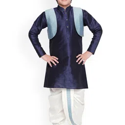 Jeetethnics Boys Navy Blue & Off-White Self Design Panchakattu-picture-46