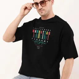 FARROWX Typography Printed Round Neck Pure Cotton Oversized T-shirt-picture-29