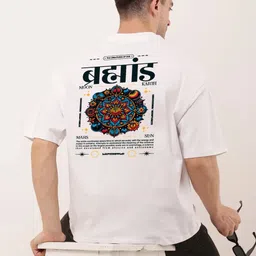 FARROWX Typography Printed Round Neck Pure Cotton Oversized T-shirt-picture-21