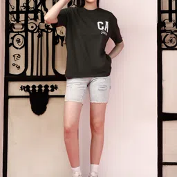 DressBerry Women Varsity Printed Drop-Shoulder Sleeves Boxy T-shirt-image-84