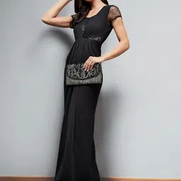 Miss Chase Women Embellished Square Neck Short Sleeves Maxi Dress-picture-37