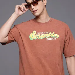 Ducati Scrambler Varsity Printed Drop-Shoulder Sleeves Pure Cotton Relaxed Fit T-shirt-picture-57
