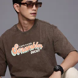 Ducati Scrambler Varsity Printed Drop-Shoulder Sleeves Pure Cotton Relaxed Fit T-shirt-picture-32
