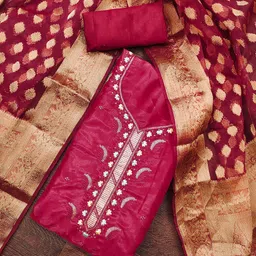 KALINI Embroidered Pure Silk Unstitched Dress Material-picture-14