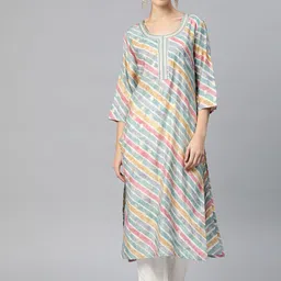 Readiprint Fashions Women Leheriya Printed Thread Work Kurta-picture-13