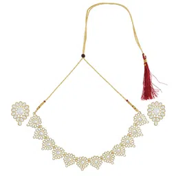 TEEJH Karimnagar Gold Plated Oxidized Stone Studded & Beaded Jewellery Set image 4