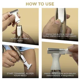 WINSTON 3 In 1 Rechargeable Bikini Trimmer for Face & Body - Silver & Pink image 4