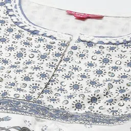 Biba Floral Printed Round Neck Kurta with Trousers & Dupatta image 2