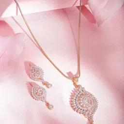 Rubans Gold-Plated Handcrafted Zircon Stone Studded Peacock Jewellery Set image 3