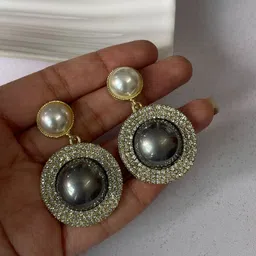 ISHKAARA Gold-Plated Crystal Studded Circular Drop Earrings-picture-40