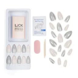 Lick 12 Pieces Almond Shape Reusable Acrylic Press On Nails With Application Kit - Nude image 5