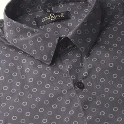 SOJANYA Men Charcoal Grey & Blue Regular Fit Printed Formal Shirt image 2