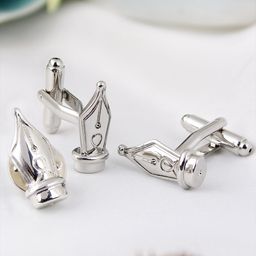 PELUCHE Silver-toned The Writer's choice Cufflink & Lapel Pin Gift Set-picture-25