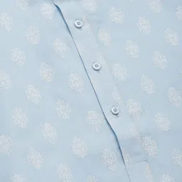 Jompers Men Blue & White Ethnic Motifs Print Regular Kurta with Churidar image 5