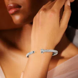 Rubans Rhodium-Plated Baguette Cubic Zirconia Openable Cuff Bracelet image 4