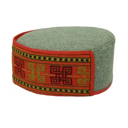 Vastraa Fusion Unisex Blue & Green Embroidered Himachali Cap image 4