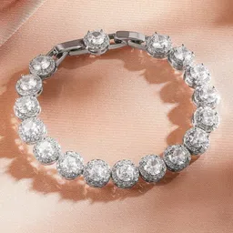Rubans Rhodium Plated White Cubic Zirconia Studded Tennis Bracelet & Luxe image 4