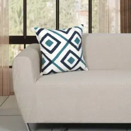 Ode & Cleo White & Teal 2 Pieces Geometric Pure Cotton Square Cushion Covers image 5