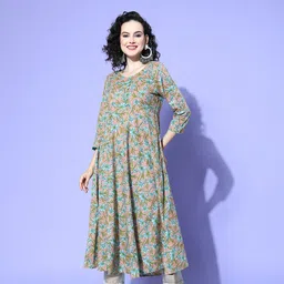 all about you Women Beige & Red Floral Printed Floral Kurta-picture-28