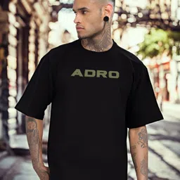 ADRO Graphic Printed Drop-Shoulder Sleeves Cotton Oversized T-shirt image 5