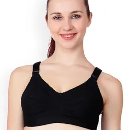 Floret Pack Of 3 Black Solid Non-Wired Everyday Bra Sherry_Black-Black-Black_40B image 3