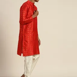 SOJANYA Geometric Woven Design Mandarin Collar Kurta image 4