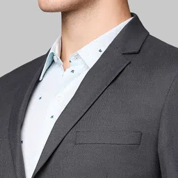 Park Avenue Men Grey Self-designed Single Breasted Slim Fit Blazer image 2