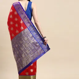 Royal Rajgharana Saree Woven Design Ethnic Motifs Zari Kanjeevaram Saree image 4