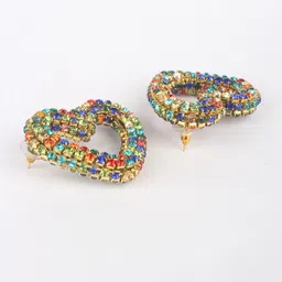 StyleCast Gold-Plated Rhinestone Studded Heart Shaped Studs image 4