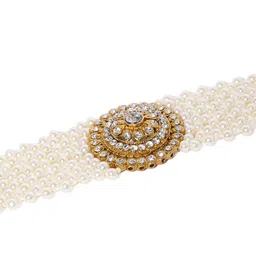 Zaveri Pearls White & Gold-Toned Pearls Choker Jewellery Set image 2