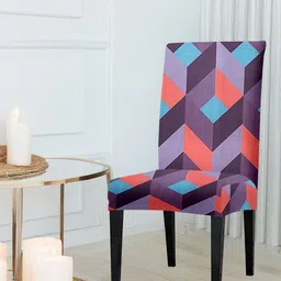 Cortina Set Of 4 Pink & Purple Abstract Printed Chair Covers image 5