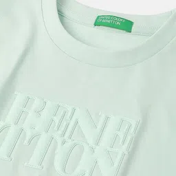United Colors of Benetton Girls Typography Embroidered Pure Cotton T-shirt image 3