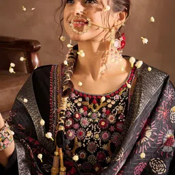 Indo Era Floral Embroidered Thread Work Straight Kurta With Trousers And Dupatta image 5