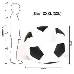 THREADVIBE LIVING Black & White Football Bean Bag With Beans image 3