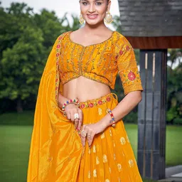 CHANSI Ethnic Motifs Embellished Ready to Wear Lehenga & Blouse With Dupatta image 4