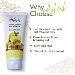 Anherb Natural Lemon & Turmeric Face Wash for Normal to Oily Skin - 100ml image 4
