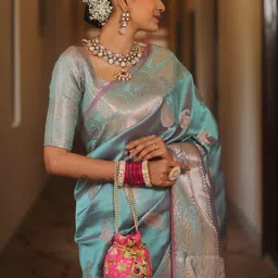 SWAMI STUDIO Ethnic Motifs Zari Pure Silk Designer Banarasi Saree image 3