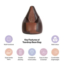 THREADVIBE LIVING Tan Brown Double Shaded Teardrop Bean Bag With Bean image 2