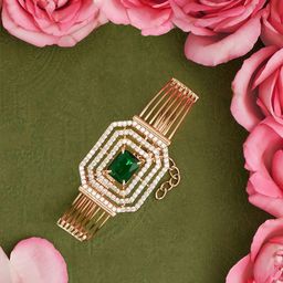 Zaveri Pearls Rose Gold Plated Cubic Zirconia Kada Bracelet-picture-27