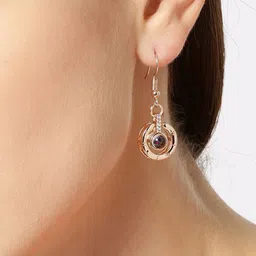 YouBella Rose Gold Toned Gold Plated Stone Studded Circular Drop Earrings-picture-39