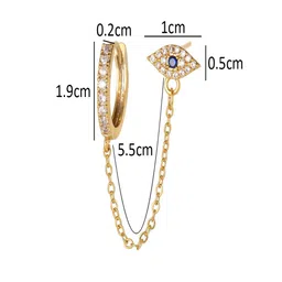 AQUASTREET 1 pc 18K Gold Plated Waterproof Anti-Tarnish Evil Eye Zircon Earring Chain image 3