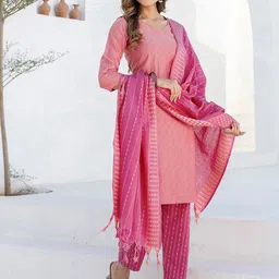 SKYLEE Women Ethnic Motifs Woven Design Kurta with Trousers & Dupatta image 3
