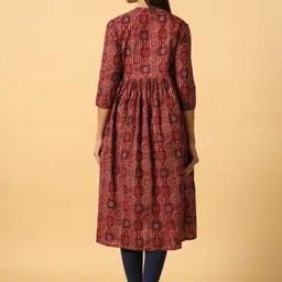 CRAFIQA Women Ethnic Motifs Printed Maternity Anarkali Pure Cotton Kurta image 4