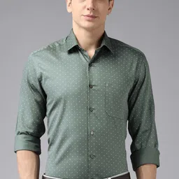 Arrow Men Grey & White Original Slim Fit Printed Pure Cotton Formal Shirt image 5